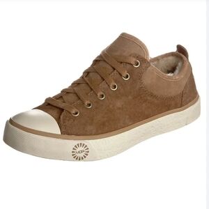 UGG Evera 1888 Chesnut Suede Sheepskin Lined Lace-Up Sneakers Women's Size 9.5